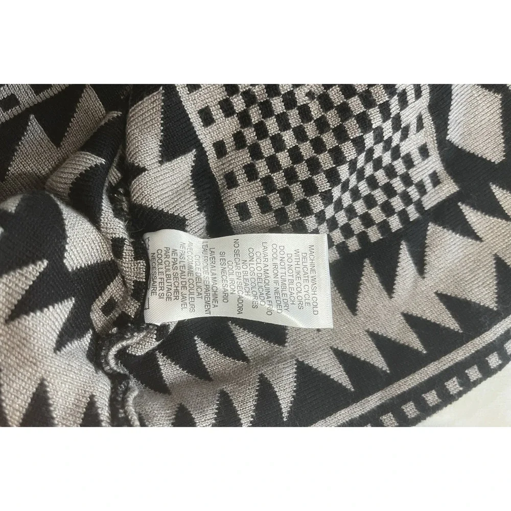 Nina Leonard Sweater Dress Women's‎ Large Black Brown Geo Print Rayon Round Neck